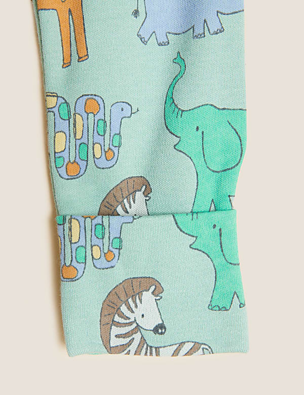 3pk Pure Cotton Safari Sleepsuits