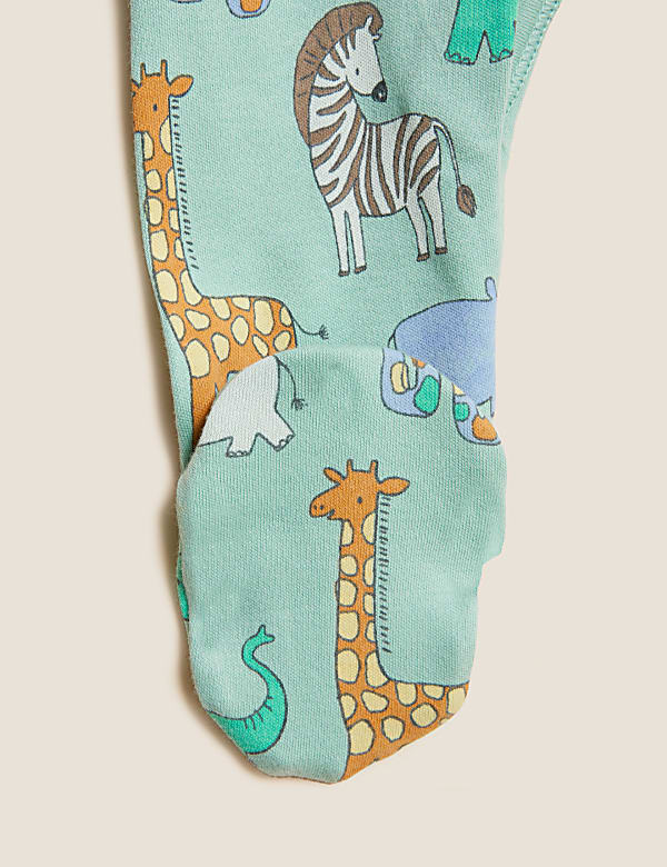 3pk Pure Cotton Safari Sleepsuits