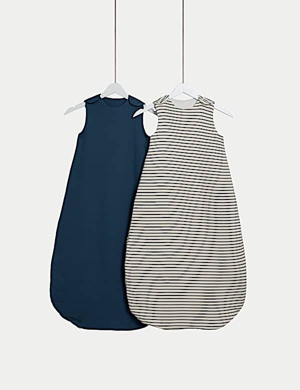 2pk Cotton Rich 2.5 Tog Sleeping Bags (0-36 Mths) - VN