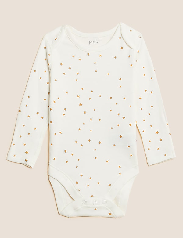 3pk Pure Cotton Star Bodysuits