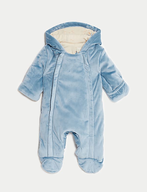 Velour Hooded Pramsuit (0-12 Mths) - FR