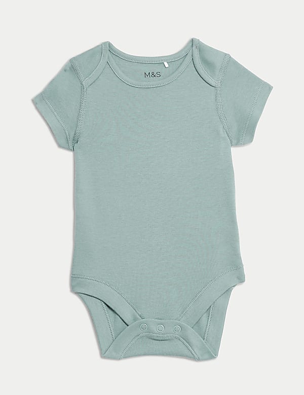 5pk Plain Green Short Sleeve Bodysuit