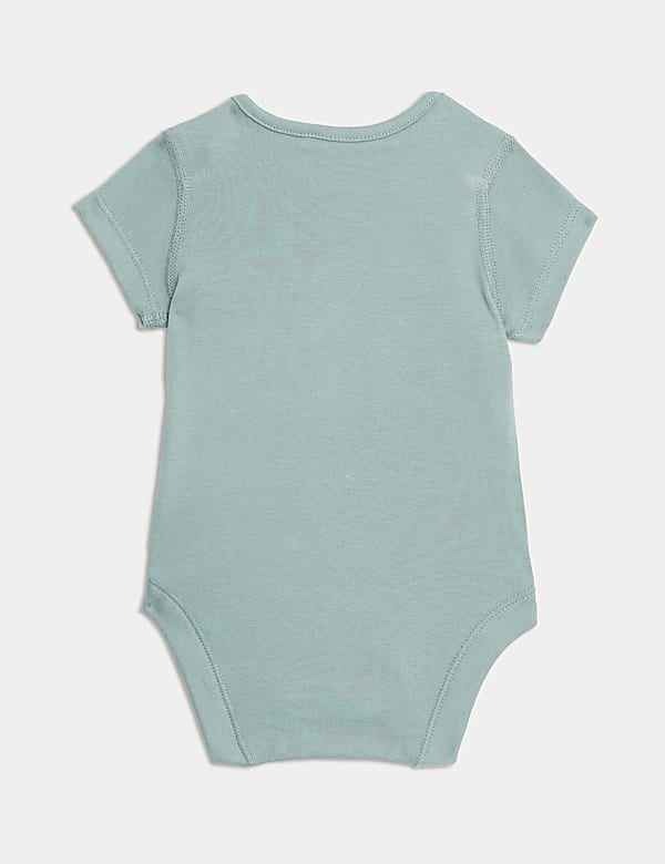 5pk Plain Green Short Sleeve Bodysuit