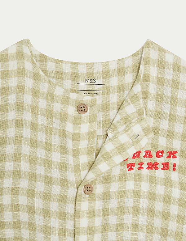 Ολόσωμο σορτς με σλόγκαν «Snack Time» από 100% βαμβάκι (0-3 ετών) - GR