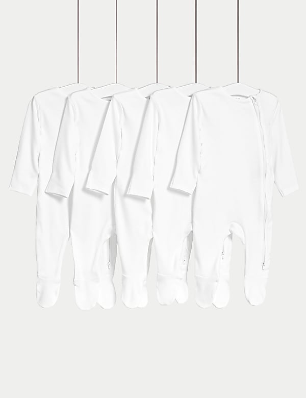 5pk Pure Cotton Sleepsuits (5lbs- 3 Yrs) - FR