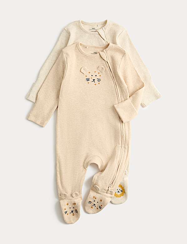 2pk Cotton Rich Novelty Sleepsuits (Tiny-3 Yrs) - HU