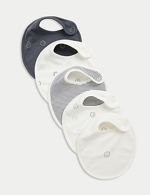 5pk Pure Cotton Print Dribble Bibs - CH