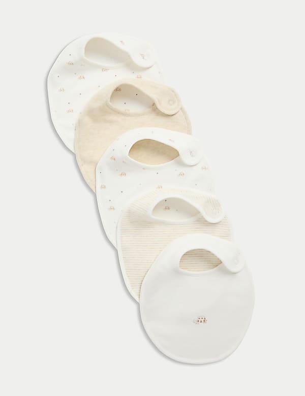 5pk Pure Cotton Printed Bibs - FR