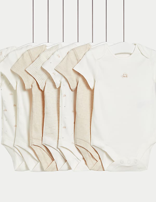 7pk Pure Cotton Patterned Bodysuits (5lbs-3 Yrs) - FR