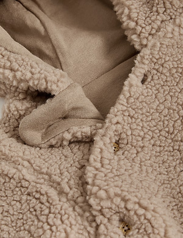 Jacke aus Teddy-Fleece mit Kapuze (3,2 kg–1 J.) - AT