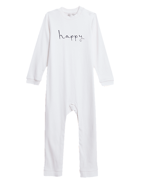 Adaptive Pure Cotton Happy Slogan Sleepsuit