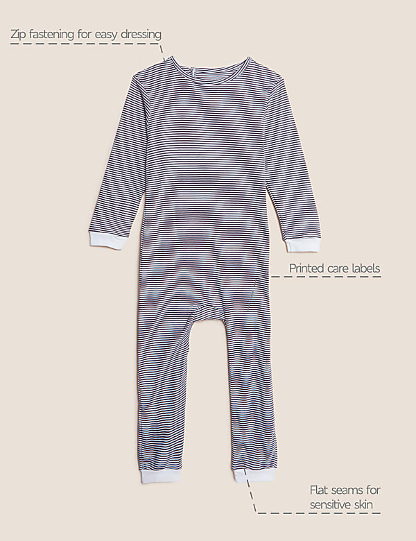 Adaptive Pure Cotton Striped Sleepsuit