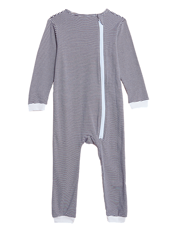 Adaptive Pure Cotton Striped Sleepsuit