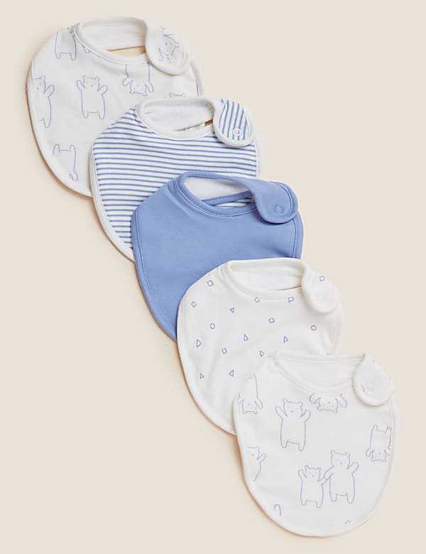 5pk Cotton Printed Dribble Bibs