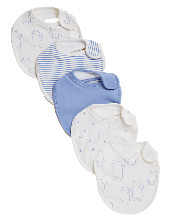 5pk Cotton Printed Dribble Bibs