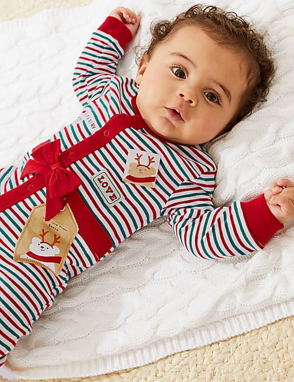 Dors bien de Noel 100 coton a rayures jusqu au 3 ans CREAM MIX Combinaisons bebes M S CH
