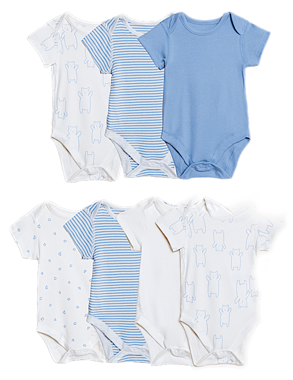 7pk Pure Cotton Printed Bodysuits (0-3 Yrs)
