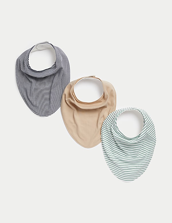 3pk Adaptive Pure Cotton Striped Bibs - DE