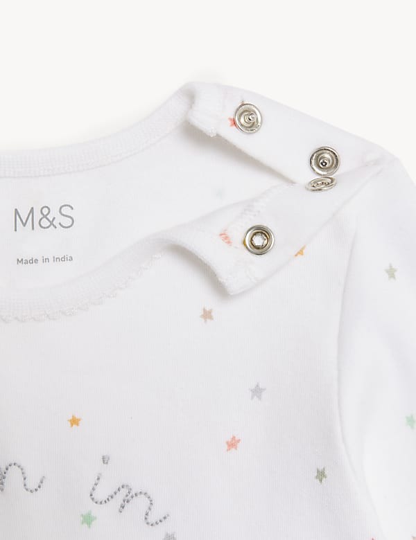 Pure Cotton Born In 2023 Star Sleepsuit