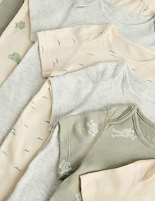 7 Pack Pure Cotton Frog Print Bodysuits (0-3 Yrs)