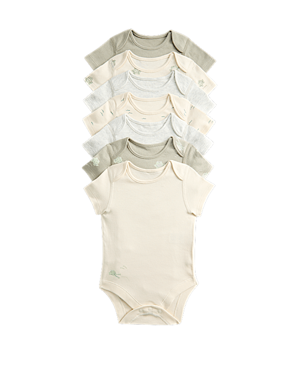 7 Pack Pure Cotton Frog Print Bodysuits (0-3 Yrs)
