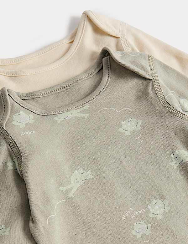 Lot de 7 bodys 100 % coton imprim&eacute; grenouille (jusqu'au 3 ans) - CH
