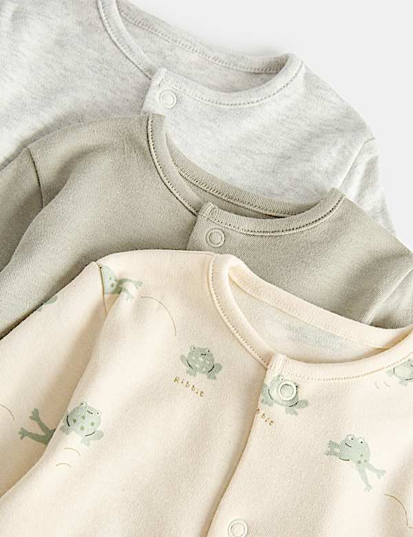 3 Pack Pure Cotton Frog Sleepsuits (0 Mths-3 Yrs)