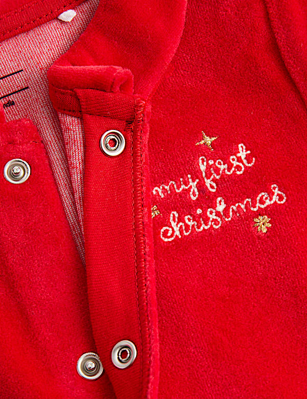 My First Christmas Velour Sleepsuit (7lbs -12 Mths) - CY