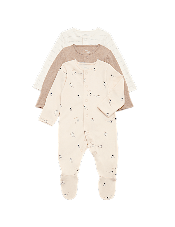 3 Pack Pure Cotton Sleepsuits (Early - 3 Years)