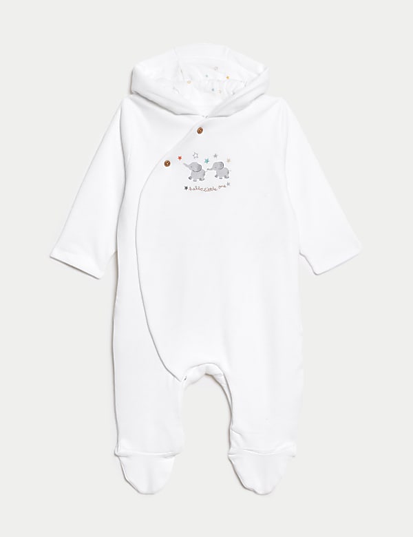 Pure Cotton Hooded Elephant All in One (7lbs 1 Yrs) WHITE MIX All