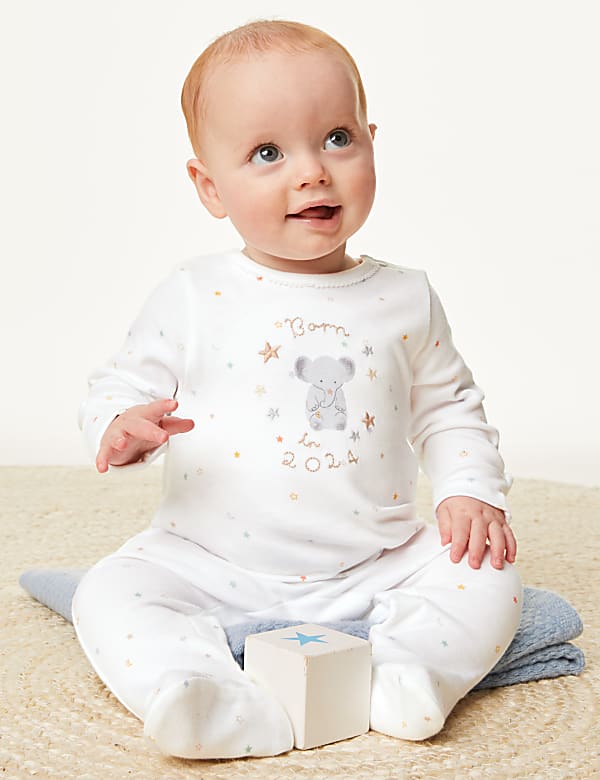 Pure Cotton Born In 2024 Sleepsuit (7lbs-9 Mths) - FR