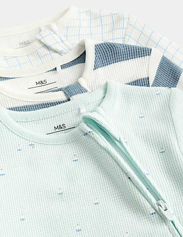 3 Pack Pure Cotton Nautical Sleepsuits  (6&frac12;lbs-3 Yrs) - FR