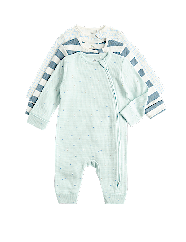 3 Pack Pure Cotton Nautical Sleepsuits  (6&frac12;lbs-3 Yrs)