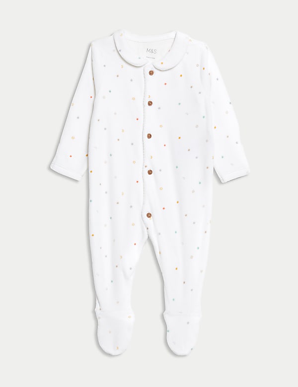 Cotton Rich Velour Stars Sleepsuit (7lbs-1 Yrs) - FR