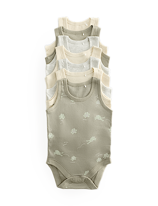 7 Pack Pure Cotton Unisex Bodysuits (7lbs-3 Yrs)