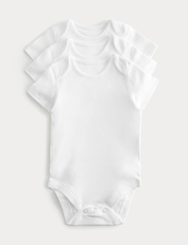 Marks & Spencer Lot De 7 Bodys Bébé Pur Coton Manches Courtes 0-3 Mois Blanc