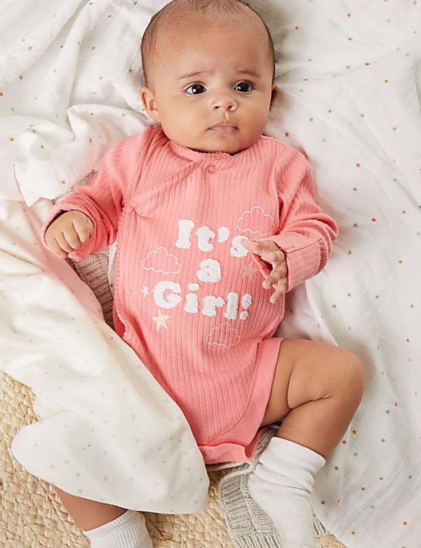 Pure Cotton It's a Girl Bodysuit (0-3 Mths)
