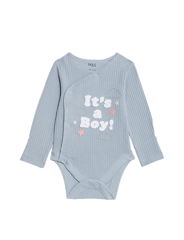 Pure Cotton It's A Boy Slogan Bodysuit (0-3 Mths)