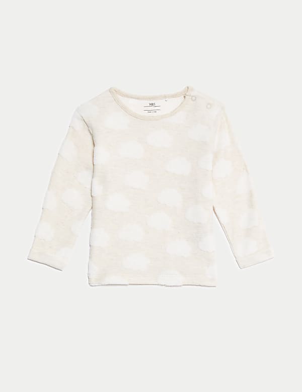 Conjunto de 2 piezas en mezcla de algodón con diseño de nubes texturizadas (0-12 meses) - ES