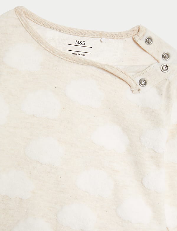 Conjunto de 2 piezas en mezcla de algodón con diseño de nubes texturizadas (0-12 meses) - ES