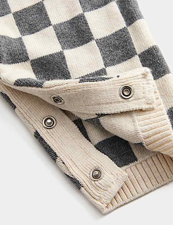 Pure Cotton Checkerboard Knitted All in One (0-12 Mths) - UA