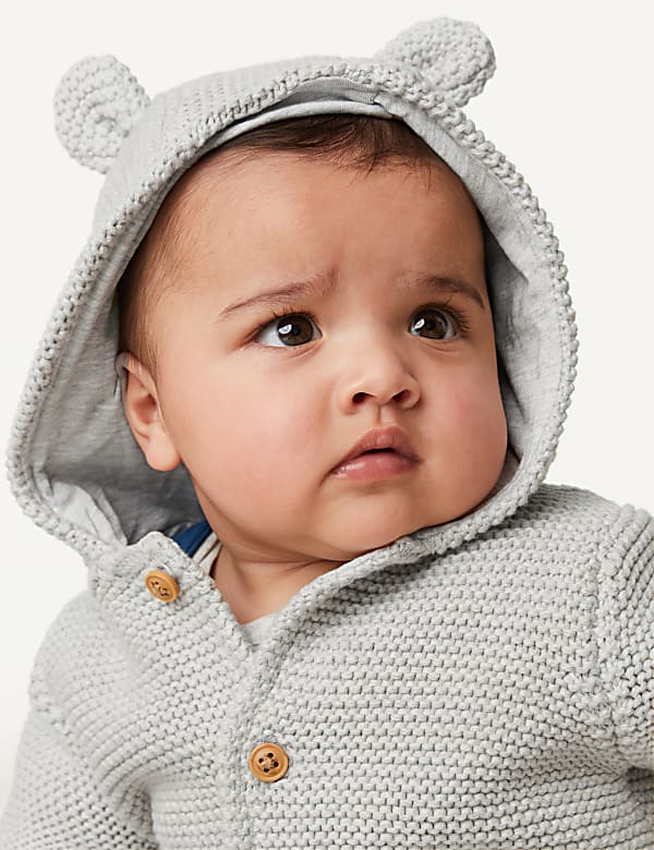 Ζακέτα με χοντρή πλέξη από 100% βαμβάκι (0-3 ετών) - GR