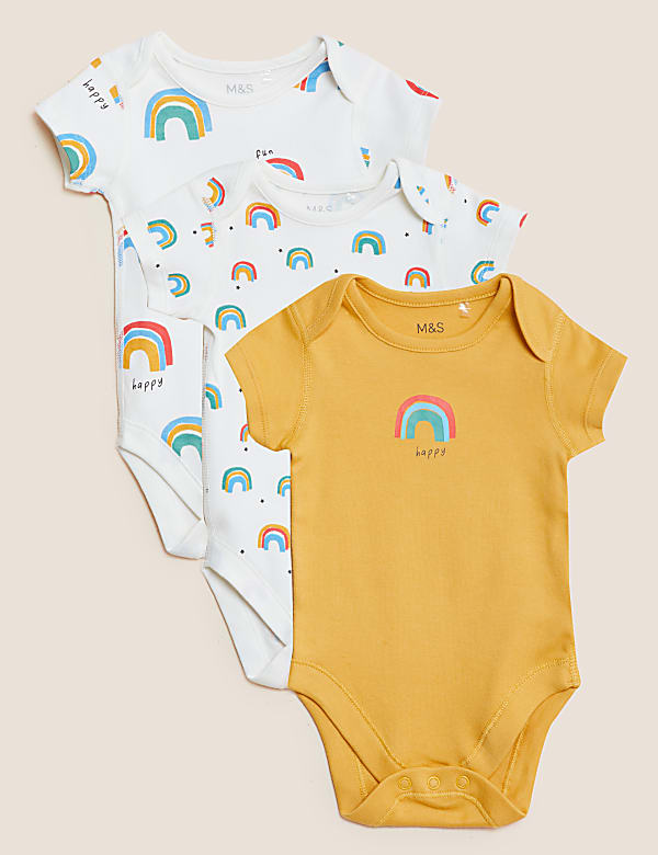 3pk Pure Cotton Rainbow Bodysuits (6&frac12;lbs - 3 Yrs)