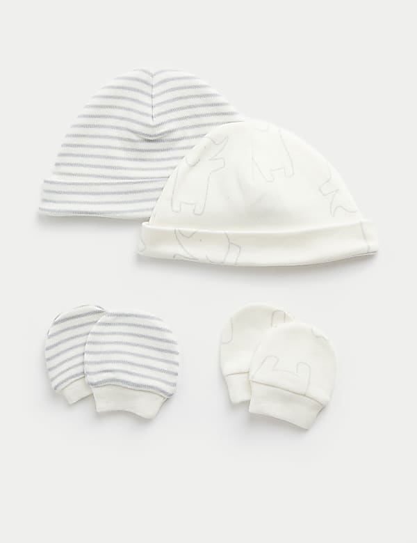 2 件装早产婴儿帽子和无指手套套装（3-4 磅） - SG
