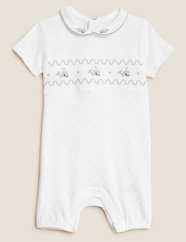 Cotton Blend Whale Romper (7lbs - 12 Mths) - HU