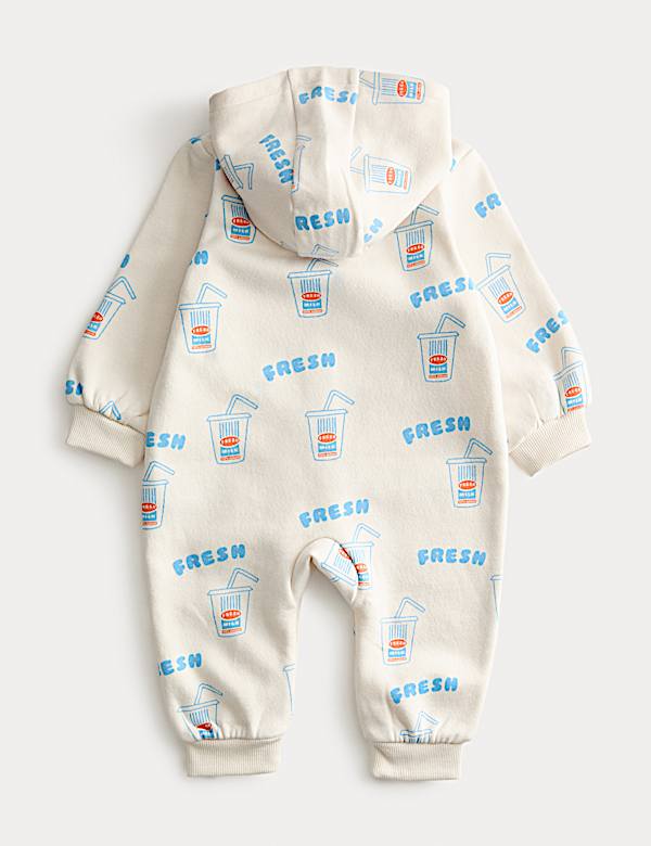 Cotton Rich Milkshake Print Hooded All in One (7lbs-3 Yrs) - NL