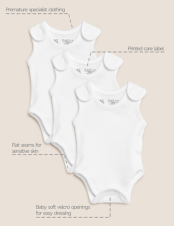 3pk Pure Cotton Premature Bodysuits (3lbs-4lbs) - US