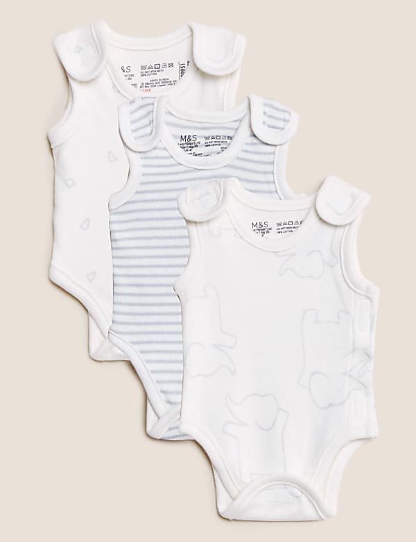 3 件装纯棉早产婴儿连身衣（3 磅 - 4 磅） - SG