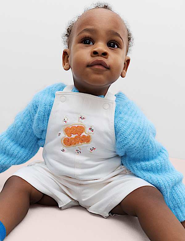 Cotton Rich Twill Popcorn Bibshorts (0-3 Yrs) - MV