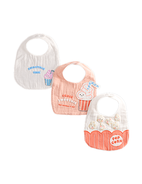 3 Pack Cotton Rich Ice Cream Bibs
